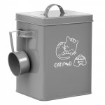 Lemmikloomatoidu hoiukarp Metallist Suure Mahutavusega Koera- ja Kassitoidu hoiustamine Suletav konteiner kaane ja lusikaga Koeratoidu korraldaja T&uuml;nn 18x15.5x23cm