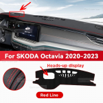 SKODA OCTAVIA 2020-2023 2022 jaoks Autode Armatuurlaua Kate Matt P&auml;ikesekaitse Matt V&auml;ltige Valgustusmatti Instrumentide Vaip Kaitseaksessuaarid Artificial Leather&Left Rudder