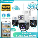 OKAM turvakaamera 20X SUUM HD 30MP WIFI kaamera V&auml;listingimustesse Veekindel PTZ Liikumistuvastus &Ouml;&ouml;n&auml;gemine Kahesuunaline intercom IP CCTV Camera