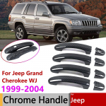 Jeep Grand Cherokee WJ 1999 2000 2001 2002 2003 2004 jaoks L&auml;ikiv Must S&uuml;sinikkiud Kroom Nutikas Uksek&auml;epideme Kate Liist V&auml;lispind Metallic Silver 4pcs
