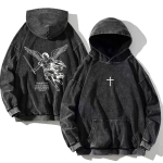Vintage Meeste Kapuutsikas Jesus Kirja Kolju Graafik Lahtine Moodne Pullover S&uuml;gisesed R&otilde;ivad Vabaaja R&otilde;ivad Naiste Topid Dressipluusid 6XL gray