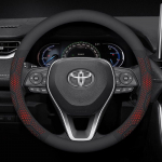 For TOYOTA Crown CHR Yaris Corolla Auris Rav4 Prius Camry raize Prado Carbon fiber Suede Car Steering Wheel Cover Accessories O Leather Red