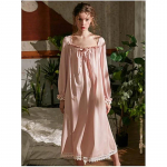 Naiste kandiline kraega printsesskleit pikkade varrukatega magamiss&auml;rgid Vintage Stringy Selvedge &ouml;&ouml;s&auml;rk.Puuvillane &ouml;&ouml;s&auml;rk Sleep Loungewear L