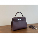 K&auml;sitsi l&ouml;&ouml;dud naelad esimene kiht veisenahk Kelly 28cm ehtne nahk ep palmi muster &uuml;he &otilde;laga crossbody k&auml;ekott v&auml;line &otilde;mblus Bottom length 28 width 10 height 22cm