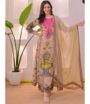 Naiste musliin Kurti Palazzo Dupatta komplekt India Bollywood Salwar Kameez tr&uuml;kitud kleit S
