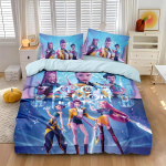 3 tk/komplekt K-Pop voodipesukomplekt Demon Hunters V&auml;rviline tr&uuml;kk Pol&uuml;ester &Uuml;li&otilde;pilaste &uuml;hiselamu Voodilina Tekikott Laste kingitus Kodutekstiil EU Single(135*200cm)3pcs blue
