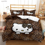 Hellokitty Multikas Anime K&otilde;ik hooajad Tekikott Tekk Voodipesukomplektid Pehme Tekikate Ja Padjap&uuml;&uuml;rid &Uuml;he-/Kahe-/Queen-/King-suuruses EU Single(135*200cm)3pcs black