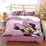 Mickey ja Minnie Hiir Multikas Aastaringselt Tekikott Tekk Voodipesu Komplekt Pehme Tekikate ja Padjap&uuml;&uuml;r &Uuml;he/Kahekohaline/Queen/King EU Single(135*200cm)3pcs