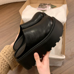 2026 Uus Kevad Platvorm Naiste Mules Sandaalid Elegantne K&otilde;rgust Lisavad Kleidi Sandaalid Daamide Lakoonilised Varba-kattega Slip-on Kingad 38 must