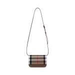 Burberry ruudumustriga reguleeritava eemaldatava &otilde;larihmaga nahast crossbody kott V&auml;ike naiste crossbody kott Pruun 80844921 Basic Set (Bag+Dust Bag)