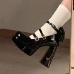 Y2k Chunky Platform K&otilde;rged kontsad Pumbad Naiste Kevadpunk Paks konts Mary Jane Lolita Kingad Naiste Lakknahast Cosplay Kingad 34 must
