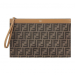 FENDI T&otilde;mblukuga Klapiga FF-mustriga Nahast K&auml;ekott Keskmine Meeste Pruun Basic set bag（bag） pruun