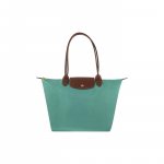 Longchamp Le Pliage Original 31 N&ouml;&ouml;pkinnis T&otilde;mblukk Pikk k&auml;epide Nahkdetailidega Pelmeenikujuline T&otilde;mblukuga kott Naiste kott Sinine 1899089P70 Blue