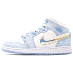 Jordan Air Jordan 1 Mid top Vintage Basketball Shoes Women's Blue FQ9117-400(team172-A) 36