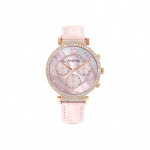 Swarovski Uptown Passage Chrono Kell Kvartsliikumine Nahkrihm Roosa sihverkolmik silmaga kronograaf Naiste kellad P&auml;rlmutter 5580352 Gift A