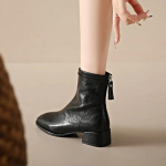 Luksuslikud naiste saapad K&otilde;rge kvaliteediga kandilise ninaga naiste pahkluu saapad Moodsad keskmise k&otilde;rgusega kontsad Naiste kingad Briti stiilis p&otilde;lvini saapad 35