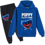 Lastele 3D kapuutsiga komplekt Huggy Wuggy Pulloveriga dressikas Poppy Playtime Laste kampsun+p&uuml;ksid 130cm ultramariin sinine v&auml;rv