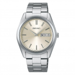 SEIKO SELECTION SBTH007 Meeste k&auml;ekell patareitoitega kvarts, kuup&auml;eva, p&auml;eva ja kalendriga, &scaron;ampanjakuldne sihver, S-seeria, roostevaba teras.