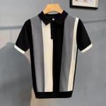 Suvine Meeste Polo S&auml;rk Vintage Triibuline Unikaalne Lukuga Poolvarrukaga J&auml;&auml;siid Kootud Top Vabaaja T-s&auml;rk M