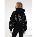 RogueWave Naiste dressipluusid Must kapuutsiga pullover Suure t&auml;heprindiga L&otilde;tv l&otilde;ige Uus Mugav Vabaaja t&auml;navamood Minimalistlik stiil Igap&auml;evane kandmine XL black