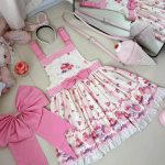 Jaapani Kawaii Lolita JSK kleit Naistele Armas pitsist volangidega koomiksikoogitr&uuml;kiga paelkleit T&uuml;drukutele Magus teepidu Printsessikleit S roosa