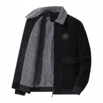 Meeste s&uuml;gistalvine &uuml;hev&auml;rviline jope rev&auml;&auml;riga pikkade varrukatega klapiga taskud, lukuga plekk, velvetist mantel, paksendatud fliisvooder, v&auml;lisr&otilde;ivad 3XL must