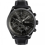 Hugo Boss 1513474 Meeste k&auml;ekell Must rihm Must sihverplaat 44 mm + Karbiga