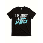 Simple Plan - Ma olen lihtsalt t&auml;iskasvanu - Graafilise T-s&auml;rgi tsitaat - Unisex - Pehme ja hingav - Must T-s&auml;rk - Valge ja sinine kiri - Kerge &uuml;mmarguse kaelusega S must