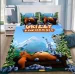 Grizzy ja Lemmingud Voodipesukomplekt Poistele T&uuml;drukutele &Uuml;heinimese Kahekohaline Suurus Tekikott Padjap&uuml;&uuml;r Voodi Lapsed T&auml;iskasvanud Mood Kodu Tekstiil 200x220cm