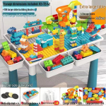 Mitmeotstarbeline suurte osakestega ehitusplokkide laud lastele: Haridusm&auml;nguasi poistele, t&uuml;drukutele ja beebidele Multifunctional Building Blocks