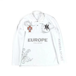 DRIPX Retro pikkade varrukatega polos&auml;rk Y2k Vabaaja lahtine kirjamustriga tikitud t-s&auml;rk Street dressipluus Meeste puuvillane jersey kraega Golf XL white