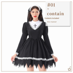Nunnakost&uuml;&uuml;mikleit naistele Halloweeni jaoks Vampiir Gooti Kummitus Kost&uuml;&uuml;m Pol&uuml;ester M black