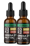 Orgaaniline 4-in-1 vedel toidulisand: D3, K2 (MK-4 & MK-7), Omega 3 ja MCT &otilde;li &mdash; Maksimaalse tugevusega igap&auml;evased tilgad, 1 fl oz, 30 portsjonit 2pack