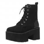 Paelad Mootorrattasaapad S&uuml;gispunksaapad Naiste platvorm Talvekingad Palus kandiline kandiga seemisnahk 34 must