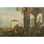 Rhinestone'i &uuml;mmargune teemantmaal Kapriisne maastik varemetega 20X30CM