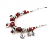 Les Tr&eacute;sors De Lily [C5352] - Collier Cr&eacute;ateur 'Belle des Champs' Rouge punane