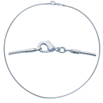 Les Tr&eacute;sors De Lily [M7286] - Collier Argent 'Omega' argent&eacute; - 42 cm 2 mm  (rhodi&eacute;) h&otilde;be