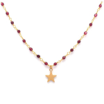 Les Tr&eacute;sors De Lily [Q0967] - Collier cr&eacute;ateur acier 'Une Etoile est N&eacute;e' framboise dor&eacute; - 8 mm Heleroosa