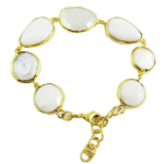 Les Tr&eacute;sors De Lily [Q5660] - Bracelet artisanal 'Cl&eacute;opatra' blanc dor&eacute; - largeur 15 mm valge