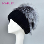 SOMALER Talvised naaritsa karusnahast m&uuml;tsid naistele kohev rebane karusnahast sooja voodriga nokam&uuml;ts naiste karusnahast suusam&uuml;tsid