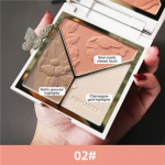 3-&uuml;hes Highlighter puudripalett N&auml;o k&otilde;rgl&auml;ikega l&auml;ikiv puuder pronksja parandav Haileyter Pallet meik kosmeetika 02