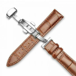 Ehtsast nahast k&auml;ekellarihma komplekt Elegantne 18/20/22/24mm kinnitusklambriga liblikpandla isetegemine Silver Buckle-18mm