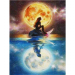 Uus Teemanttikandid Merineitsi Kuu all 5D Teemantmaal T&auml;is&uuml;mar kividega pilt Teemantmosaiigist helmet&ouml;&ouml;d Full Round 20x30CM