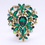 Blucome kirjud kristallist tilgad Prossid Moeehted Pulmapross Kimp Korsaažid Antiikkuldsed Lilled Hijab Pin roheline