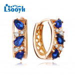 LSOOYH Clip K&otilde;rvar&otilde;ngad Roosa kullav&auml;rvi Moodne k&otilde;rvar&otilde;ngas Naistele Geomeetria Sinine Cubic Zirconia Stud K&otilde;rvar&otilde;ngad Ehted A