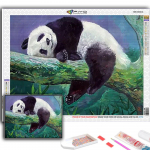 5D DIY Teemanttikandid Loom Panda Teemantmaaling Mosaiik Kodukaunistus Full Round 20X30CM