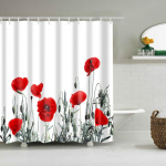 Jaapani stiilis kirsi&otilde;ied punased roosid du&scaron;ikardinad vannitoakardinad Frabic veekindel pol&uuml;ester konksudega vannitoakardin 180*200CM