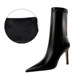 Naiste Euroopa ja Ameerika stiilis talvemood lihtsad &otilde;hukese kontsaga k&otilde;rge kontsaga &otilde;hukesed l&uuml;hikesed saapad 40 soe must v&auml;rv