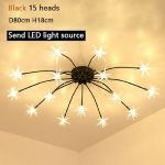 Postmodernses stiilis staar-laelamp kullast h&otilde;bedast mustast klaasist l&uuml;hter sobib magamistoa elutuppa 15 heads 3color dimming