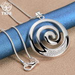 925 h&otilde;bedast AAA tsirkoonist &uuml;mmarguse spiraaliga ripatsiga kaelakee ehted 45cm